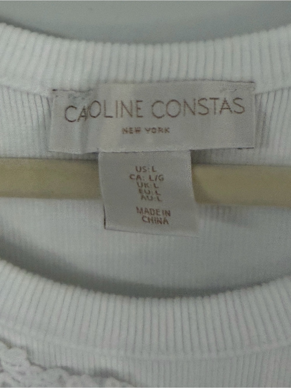 Caroline Constas New York White Ribbed Floral Appliqué Cotton Summer Tank Top - Picture 4 of 10